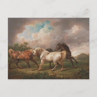 Paarden in een storm briefkaart