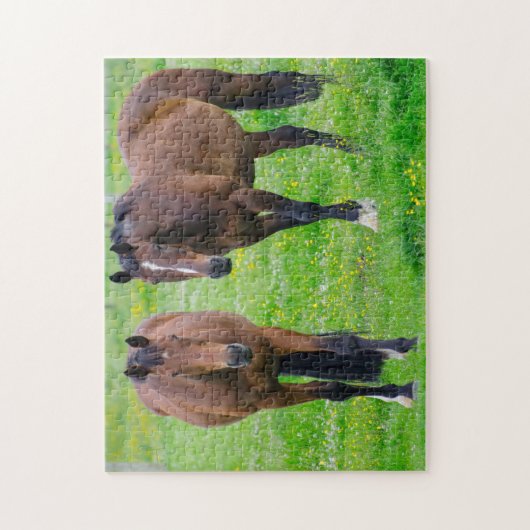 Paarden in een veld legpuzzel (Verticaal)