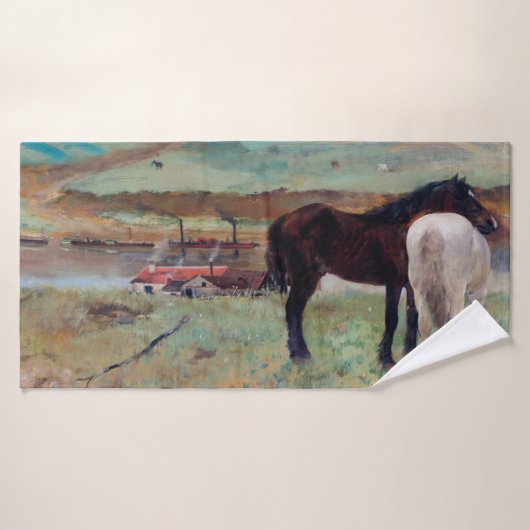 Paarden in een weide, Edgar Degas Badhanddoek (Badhanddoek)