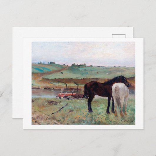 Paarden in een weide, Edgar Degas Briefkaart (Voorkant / Achterkant)
