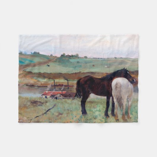 Paarden in een weide, Edgar Degas Fleece Deken (Voorkant (Horizontaal))