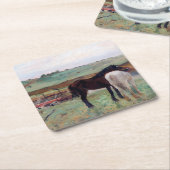 Paarden in een weide, Edgar Degas Kartonnen Onderzetters (Schuin)