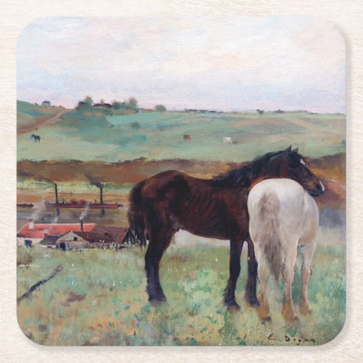 Paarden in een weide, Edgar Degas Kartonnen Onderzetters (Voorkant)