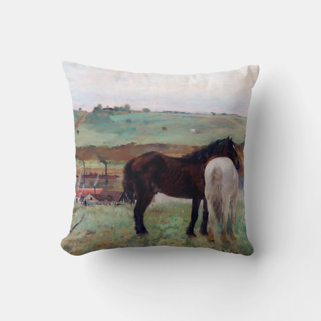 Paarden in een weide, Edgar Degas Kussen (Voorkant)