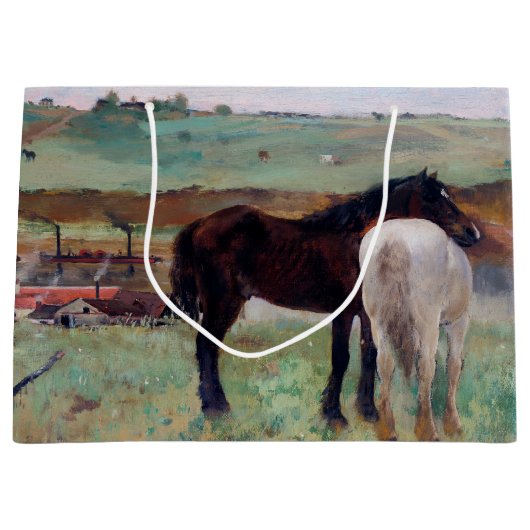 Paarden in een weide, Edgar Degas Large Gift Bag Groot Cadeauzakje (Voorkant)
