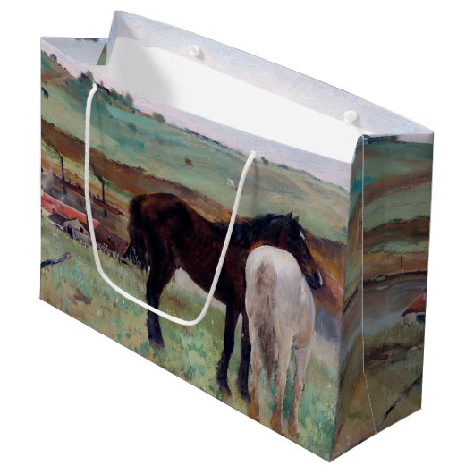 Paarden in een weide, Edgar Degas Large Gift Bag Groot Cadeauzakje (Voorkant Gekanteld)