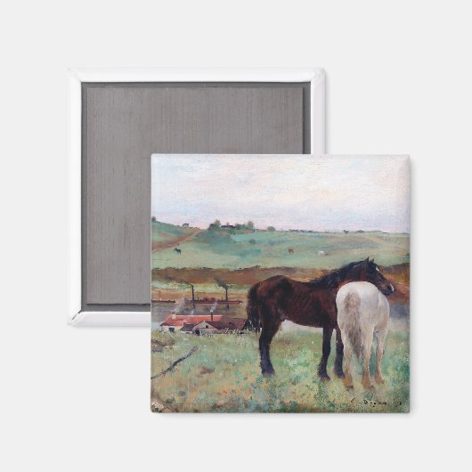 Paarden in een weide, Edgar Degas Magneet (Voorkant / Achterkant)