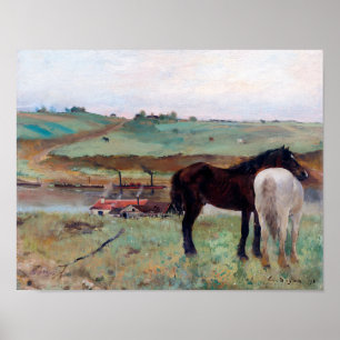 Paarden in een weide, Edgar Degas Poster