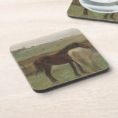 Paarden in een weide, olieverfschilderij, Edgar De Bier Onderzetter (Linkerzijde)