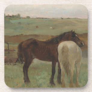 Paarden in een weide, olieverfschilderij, Edgar De Bier Onderzetter