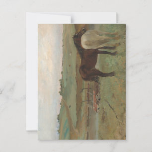 Paarden in een weide, olieverfschilderij, Edgar De Briefkaart
