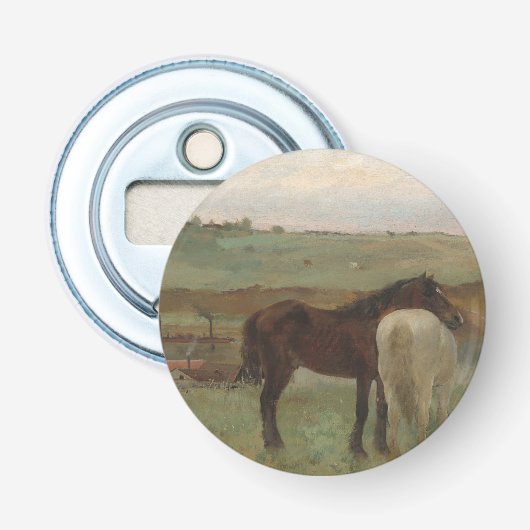 Paarden in een weide, olieverfschilderij, Edgar De Button Flesopener (Voorkant)