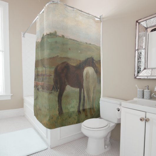 Paarden in een weide, olieverfschilderij, Edgar De Douchegordijn (In situ)