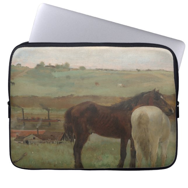 Paarden in een weide, olieverfschilderij, Edgar De Laptop Sleeve (Voorkant)