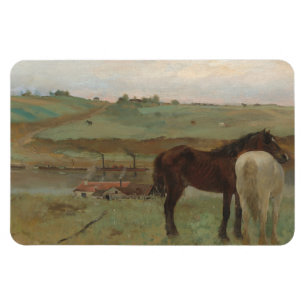Paarden in een weide, olieverfschilderij, Edgar De Magneet