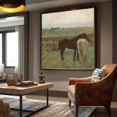 "Paarden in een weide" schilderij van Edgar Degas Canvas Afdruk