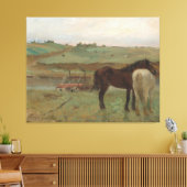 "Paarden in een weide" schilderij van Edgar Degas Canvas Afdruk (Insitu (Woonkamer))