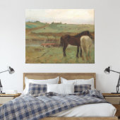 "Paarden in een weide" schilderij van Edgar Degas Canvas Afdruk (Insitu (Slaapkamer))