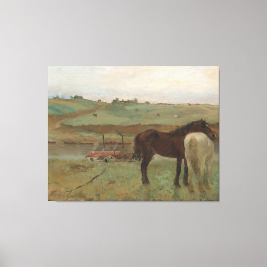 "Paarden in een weide" schilderij van Edgar Degas Canvas Afdruk (Voorkant)
