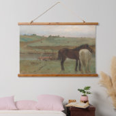 "Paarden in een weide" schilderij van Edgar Degas Hangend Wandkleed (Slaapkamer)