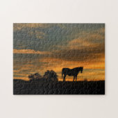 Paarden in een zuidwestelijke zonsondergang legpuzzel (Horizontaal)