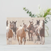 Paarden in Golden Field Country Flat Dank u kaart (Staand voorkant)