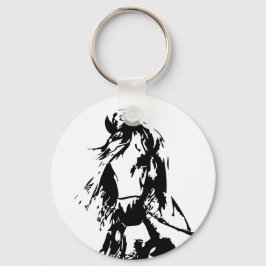 Paarden in Halter Button Sleutelhanger