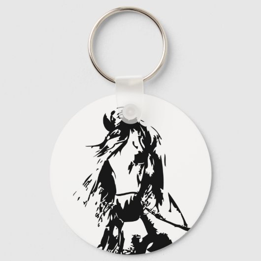 Paarden in Halter Button Sleutelhanger (Voorkant)