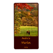 Paarden in Herfst Animal Wine Label (Voorkant)