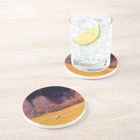 Paarden in Herfst I Zandsteen Onderzetter (Zijkant)