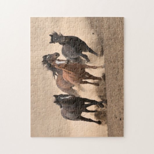 Paarden in Herfst II Legpuzzel (Verticaal)