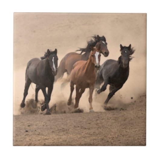 Paarden in Herfst II Tegeltje (Voorkant)