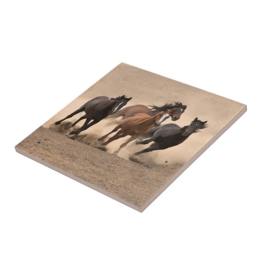 Paarden in Herfst II Tegeltje (Zijkant)