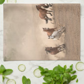 Paarden in Herfst II Theedoek (Gevouwen)