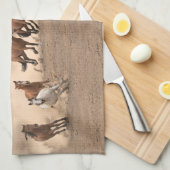 Paarden in Herfst II Theedoek (Quarter Fold)