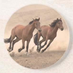 Paarden in Herfst II Zandsteen Onderzetter