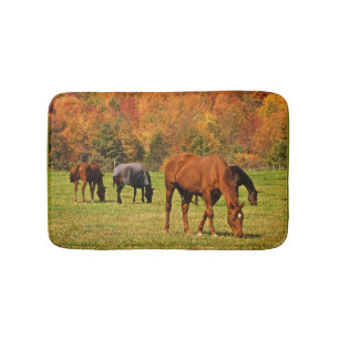 Paarden in herfstdierbonnen badmat