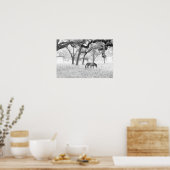 Paarden in het broze gebied van de eiken poster (Keuken)