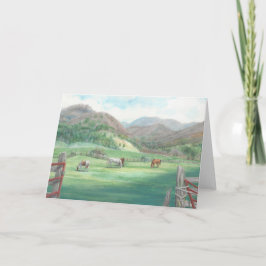 "Paarden in het gras." Wenskaart Bedankkaart