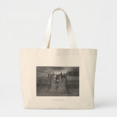 Paarden in het koraal grote tote bag (Voorkant)