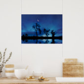 Paarden in het landelijk gebied Surreal Night Sky Poster (Keuken)