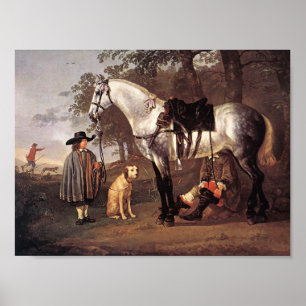 Paarden in het landschap Aelbert Cuyp Poster