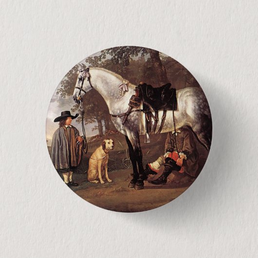 Paarden in het landschap Aelbert Cuyp Ronde Button 3,2 Cm (Voorkant)