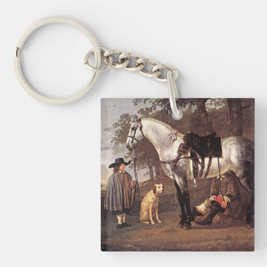 Paarden in het landschap Aelbert Cuyp Sleutelhanger (voorkant)