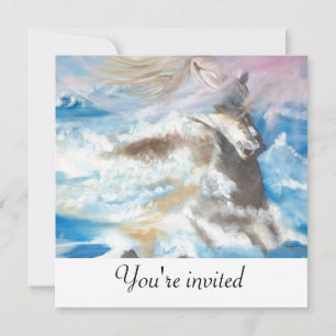 Paarden in het midden van het zee kaart