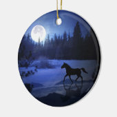 Paarden in het Moonlight Snow Xmas-Ornament Keramisch Ornament (Links)