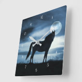 Paarden in het motorlicht vierkante klok (Hoek)