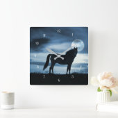 Paarden in het motorlicht vierkante klok (Huis)