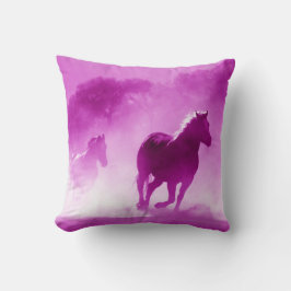 Paarden in het stof roze kussen