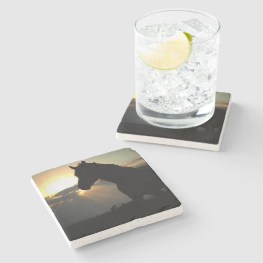 Paarden in het Sunset Onderzetter (Zijkant)